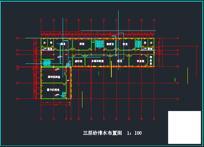 4层教学楼CAD施工图纸（水电暖结构） - 5