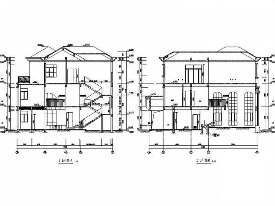 3层别墅建筑施工CAD图纸(三厅五卧五卫约190平米) - 2