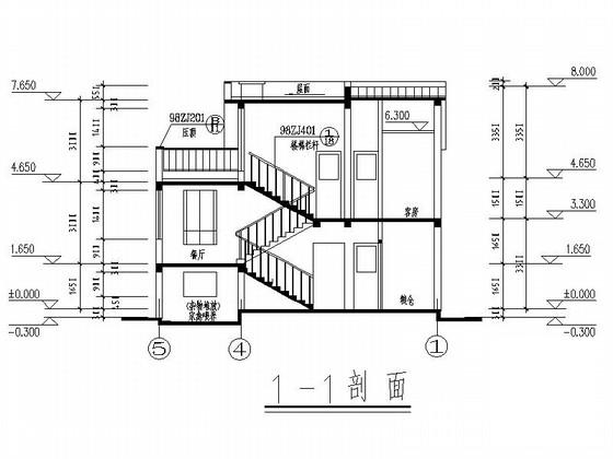 两层别墅住宅楼建筑施工CAD图纸(约) - 1