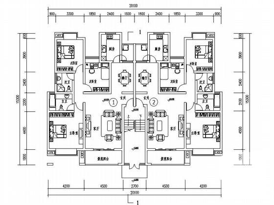 6层一梯二住宅楼建筑方案设计CAD图纸（南梯） - 2