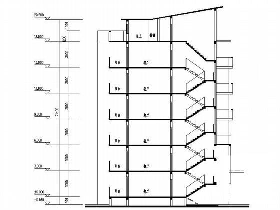 6层一梯二住宅楼建筑方案设计CAD图纸（南梯） - 3