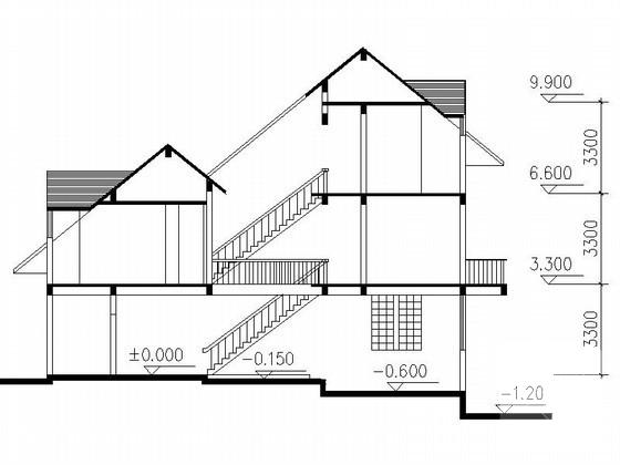 3层双拼中式别墅建筑CAD图纸 - 1