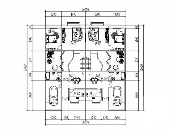 3层双拼中式别墅建筑CAD图纸 - 4