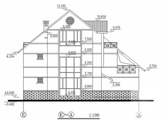3层度假别墅建筑扩初CAD图纸（250平方米） - 2