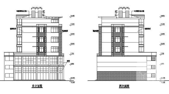 沿街框架结构6层板式商住楼建筑施工CAD图纸（附效果图） - 5