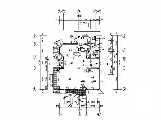 花园别墅2层别墅建筑扩初CAD图纸（标注详细） - 1