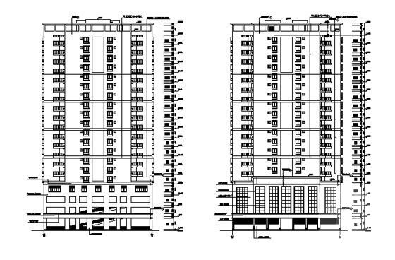 独栋20层剪力墙结构商住大厦建筑施工CAD图纸（带电梯） - 4