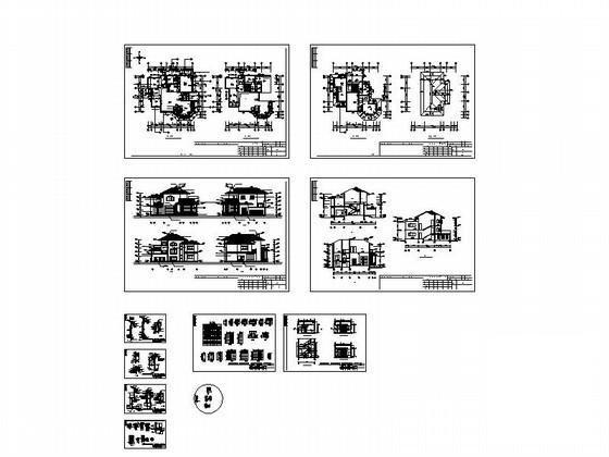 3层别墅建筑CAD施工图纸（效果图纸） - 2