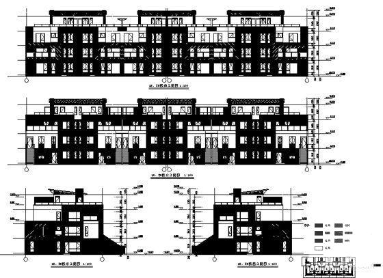 3层现代风格砌体结构联排别墅建筑施工套CAD图纸 - 1