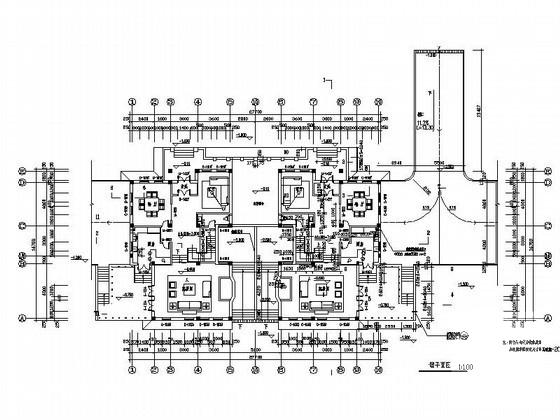 3层双拼别墅建筑施工套CAD图纸 - 3