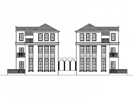 3层双拼别墅建筑施工套CAD图纸 - 4