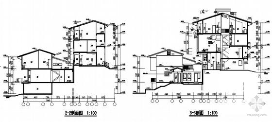 海岸项目5层叠院拼接别墅建筑施工CAD图纸（D12型、框架结构） - 3