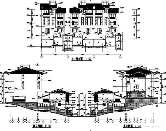 海岸项目5层叠院拼接别墅建筑施工CAD图纸（D12型、框架结构） - 4