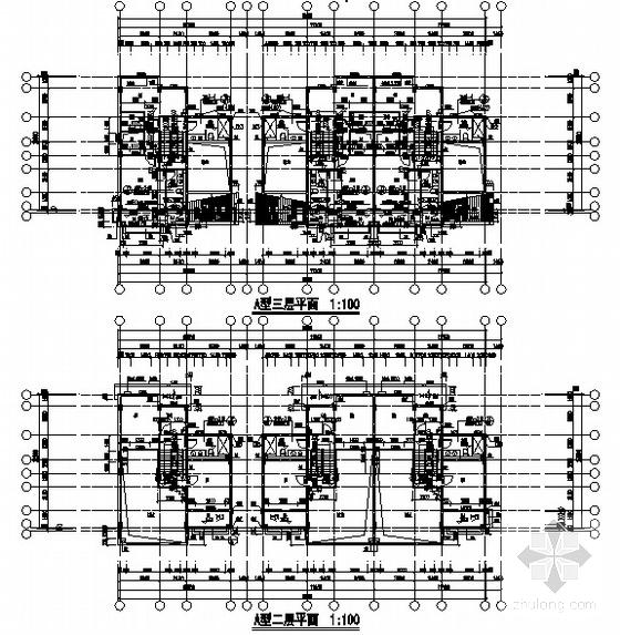 海岸项目5层叠院拼接别墅建筑施工CAD图纸（D12型、框架结构） - 5