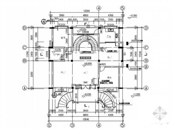 3层别墅建筑设计CAD图纸（效果图纸） - 1