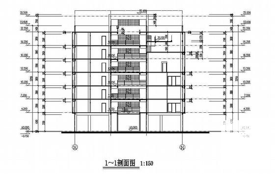 比较简单的7层办公楼（公寓）建筑施工CAD图纸 - 1