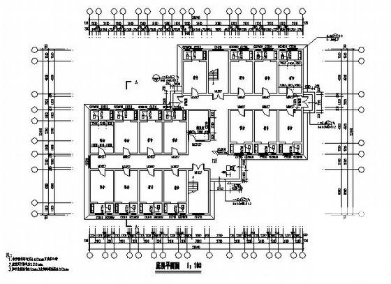 砖混结构4层学校宿舍楼建筑扩初CAD图纸 - 1