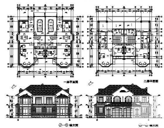 2层双拼联排别墅建筑设计图纸（L2对称设计） - 1