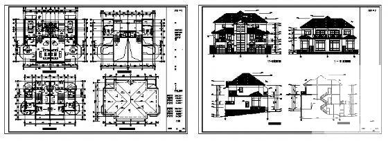 3层双拼联排别墅建筑设计CAD图纸（L3对称设计） - 2