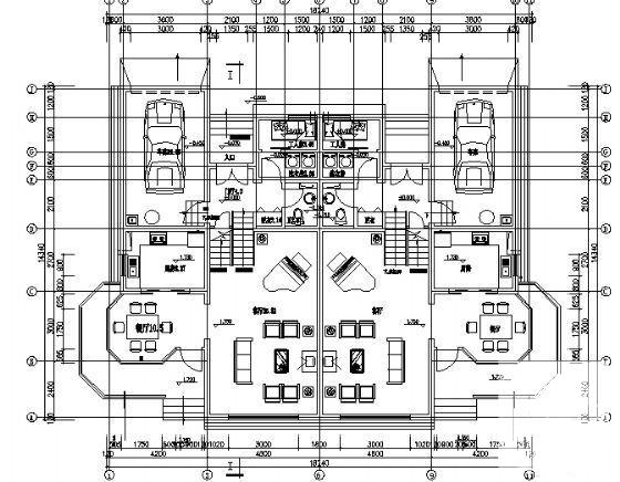 3层双拼联排别墅建筑设计CAD图纸（L3对称设计） - 4