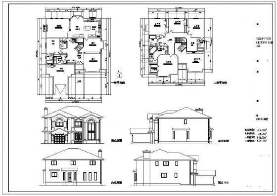 2层欧式别墅建筑设计CAD图纸 - 2