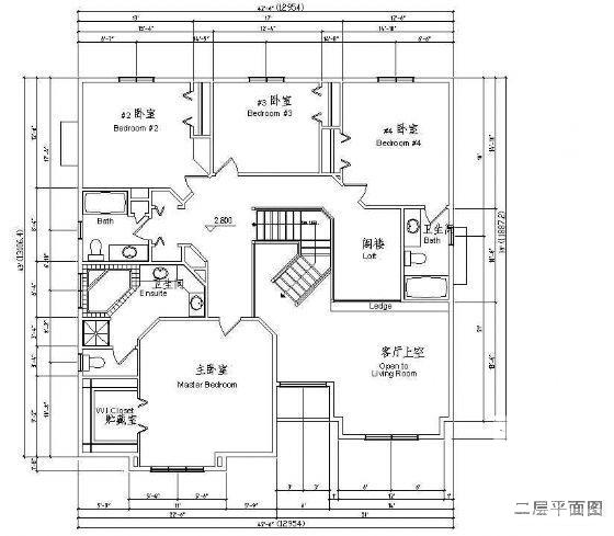 2层欧式别墅建筑设计CAD图纸 - 3