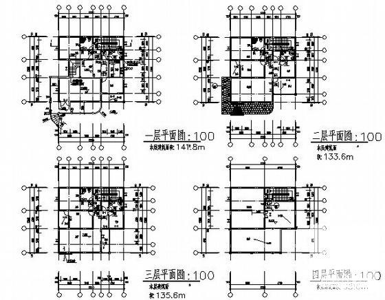 经典的5层小别墅建筑设计CAD图纸 - 1