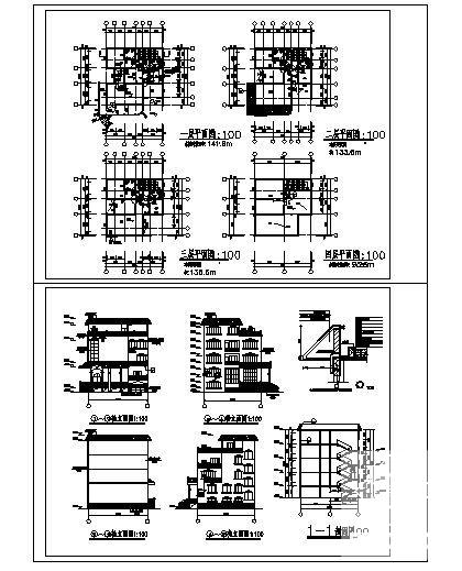 经典的5层小别墅建筑设计CAD图纸 - 4