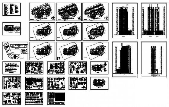38层塔式住宅楼CAD施工图纸（剪力墙结构） - 1