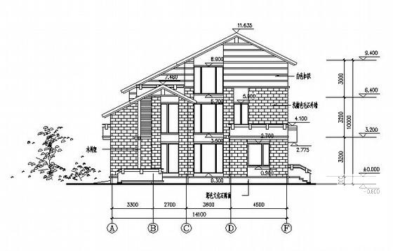 2层A5型别墅建筑CAD图纸 - 3