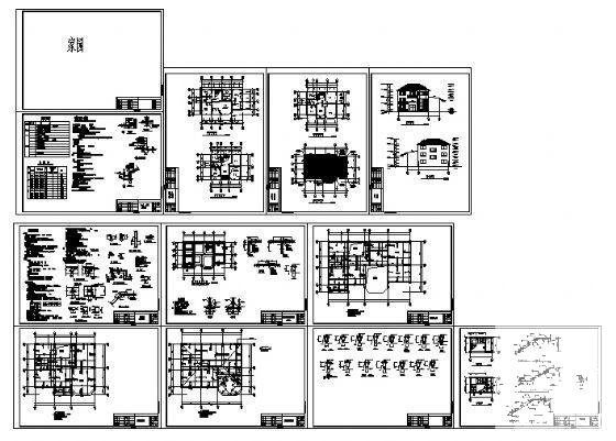 3层别墅建筑结构方案设计CAD图纸 - 1