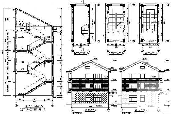 磐安县3层别墅A户型建筑CAD施工图纸 - 2