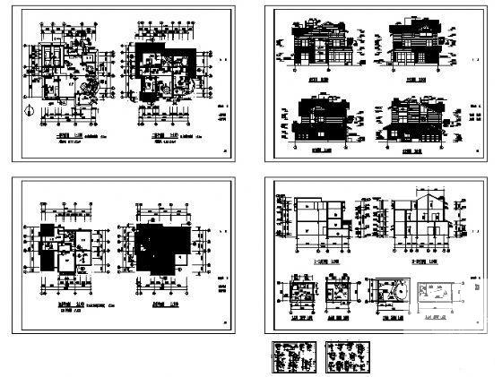 砌体结构2层中西独院C型别墅建筑施工CAD图纸 - 1