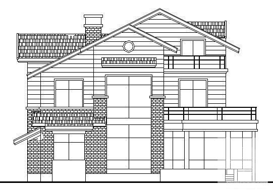 砌体结构2层中西独院C型别墅建筑施工CAD图纸 - 2