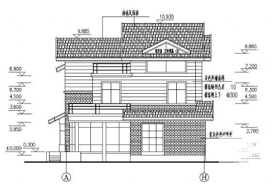 砌体结构2层中西独院C型别墅建筑施工CAD图纸 - 3