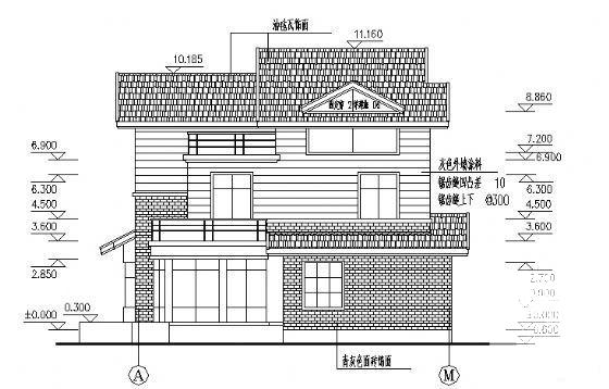 砌体结构3层中西独院B型别墅建筑施工CAD图纸 - 1