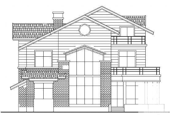 砌体结构3层中西独院B型别墅建筑施工CAD图纸 - 2