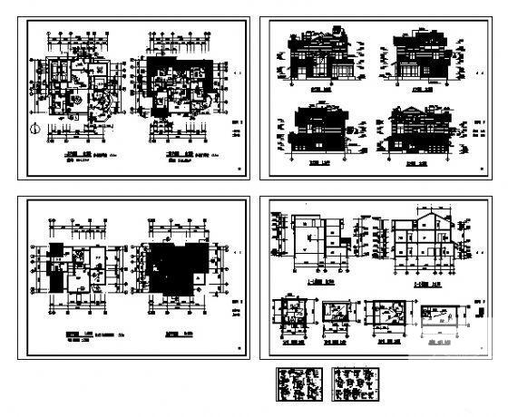 砌体结构3层中西独院B型别墅建筑施工CAD图纸 - 3