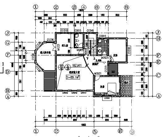 简单3层别墅建筑CAD图纸 - 1