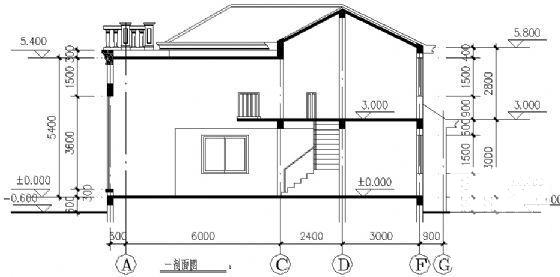 2层小别墅建筑CAD图纸平面、立面图 - 2