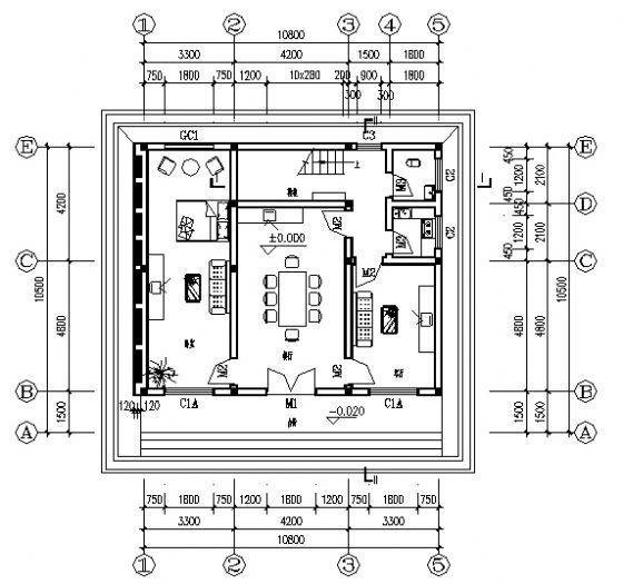 砖混结构2层别墅建筑CAD施工图纸 - 2