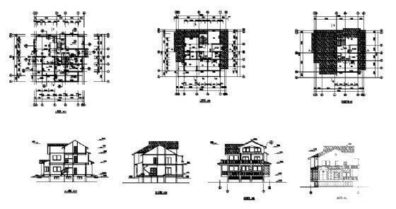 2层小型别墅建筑CAD图纸 - 2