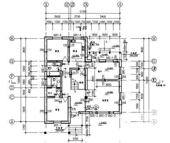 2层别墅建筑设计CAD施工图纸（砌体结构） - 4