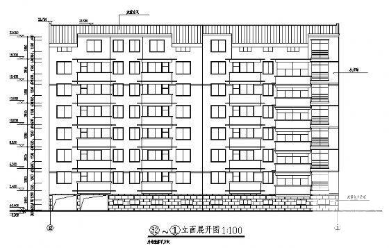 7层砖混结构住宅楼建筑CAD施工图纸 - 1