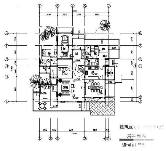 2层别墅设计建筑CAD图纸（294.4平方米） - 4