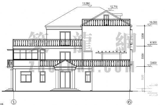 精美3层别墅建筑CAD施工图纸 - 1