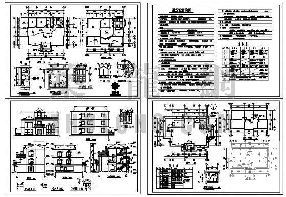 3层别墅的建筑CAD施工图纸 - 2