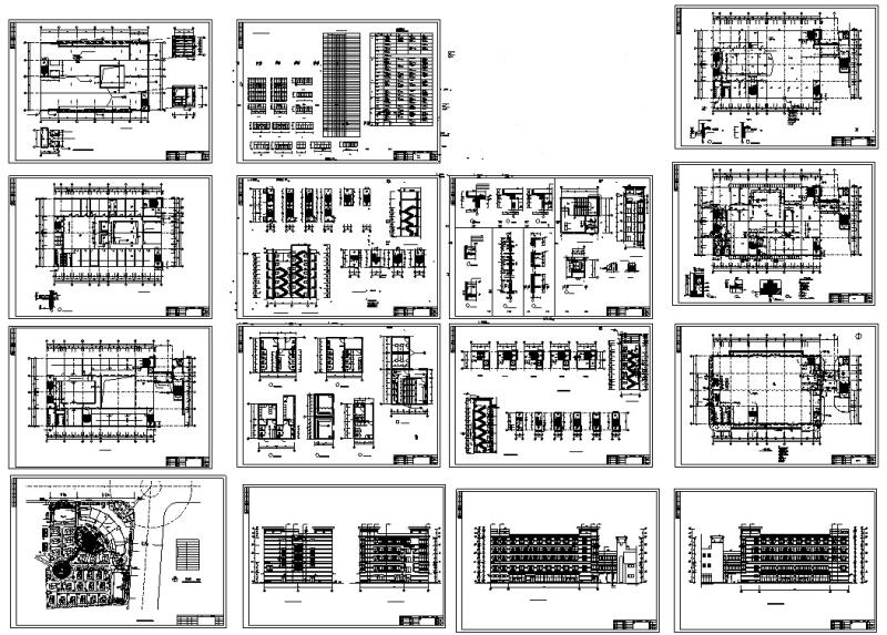 6套框架结构办公综合楼建筑设计方案初设图纸CAD施工图纸 - 1