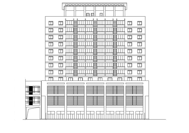 12层商业办公综合楼建筑设计（方案CAD施工图纸） - 4