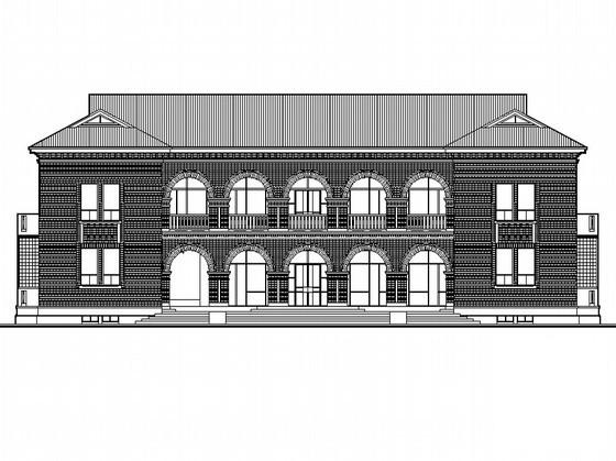 2层欧陆风格近代史博物馆服务楼建筑CAD施工图纸 - 3